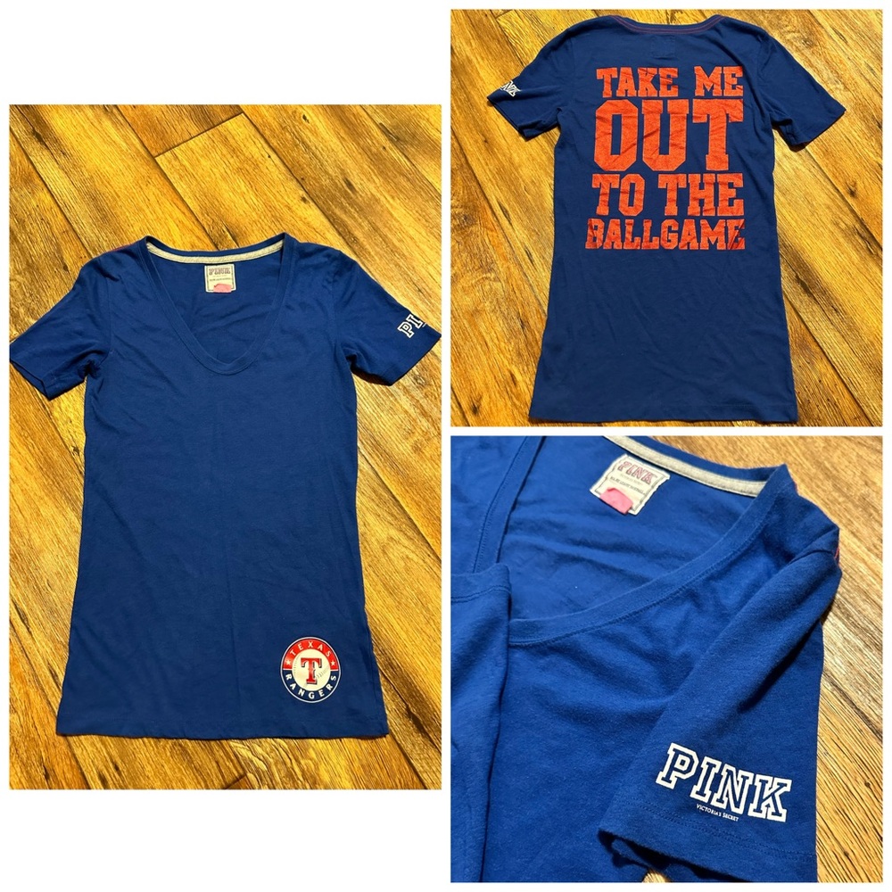 VS PINK MLB Texas Rangers deep V neck Tshirt - Size: S
